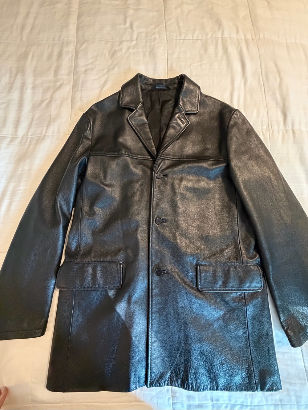 Vintage DKNY Black Leather Biker Jacket City Minimalist Chic Size M